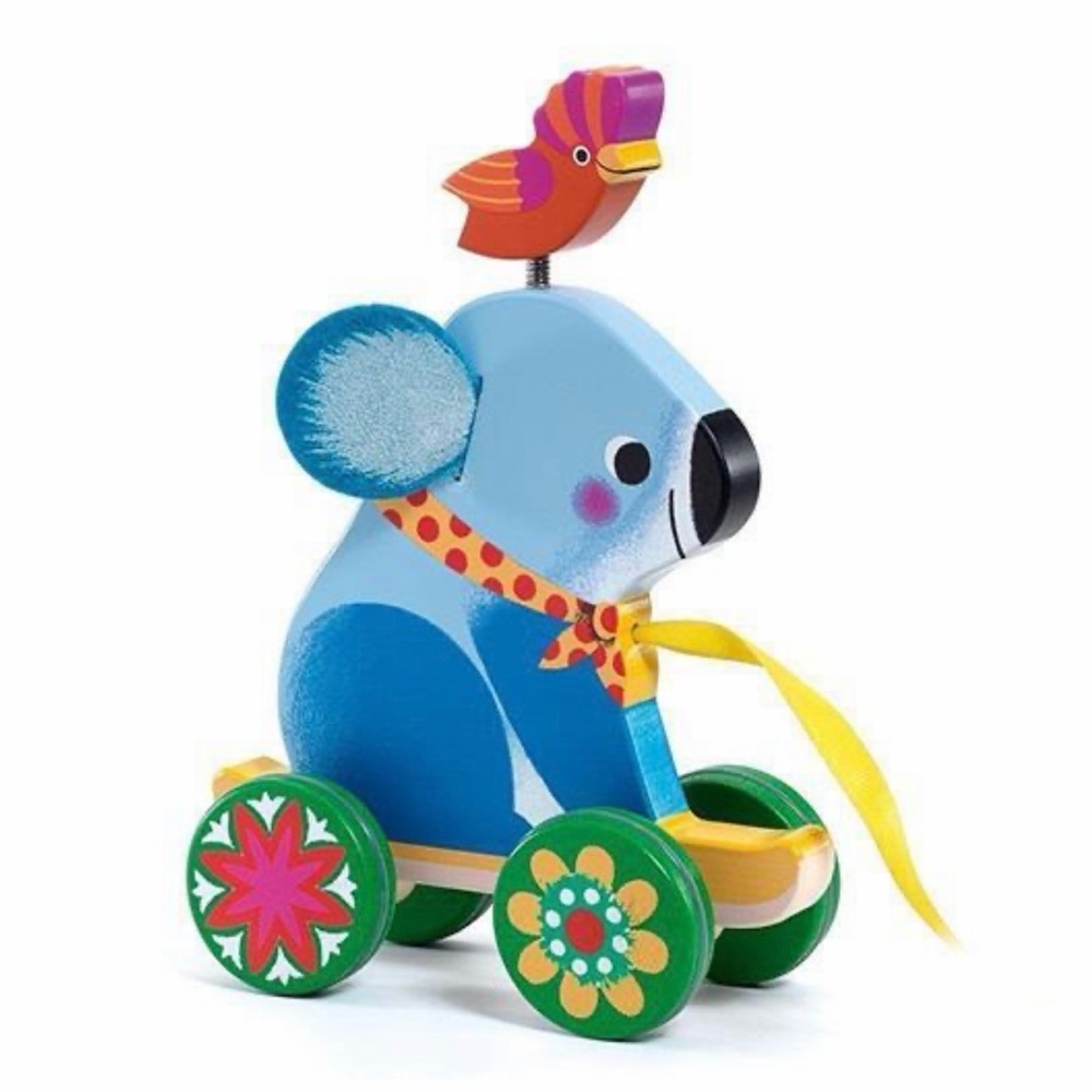 Djeco Pull & Push Otto wooden toy blue Koala